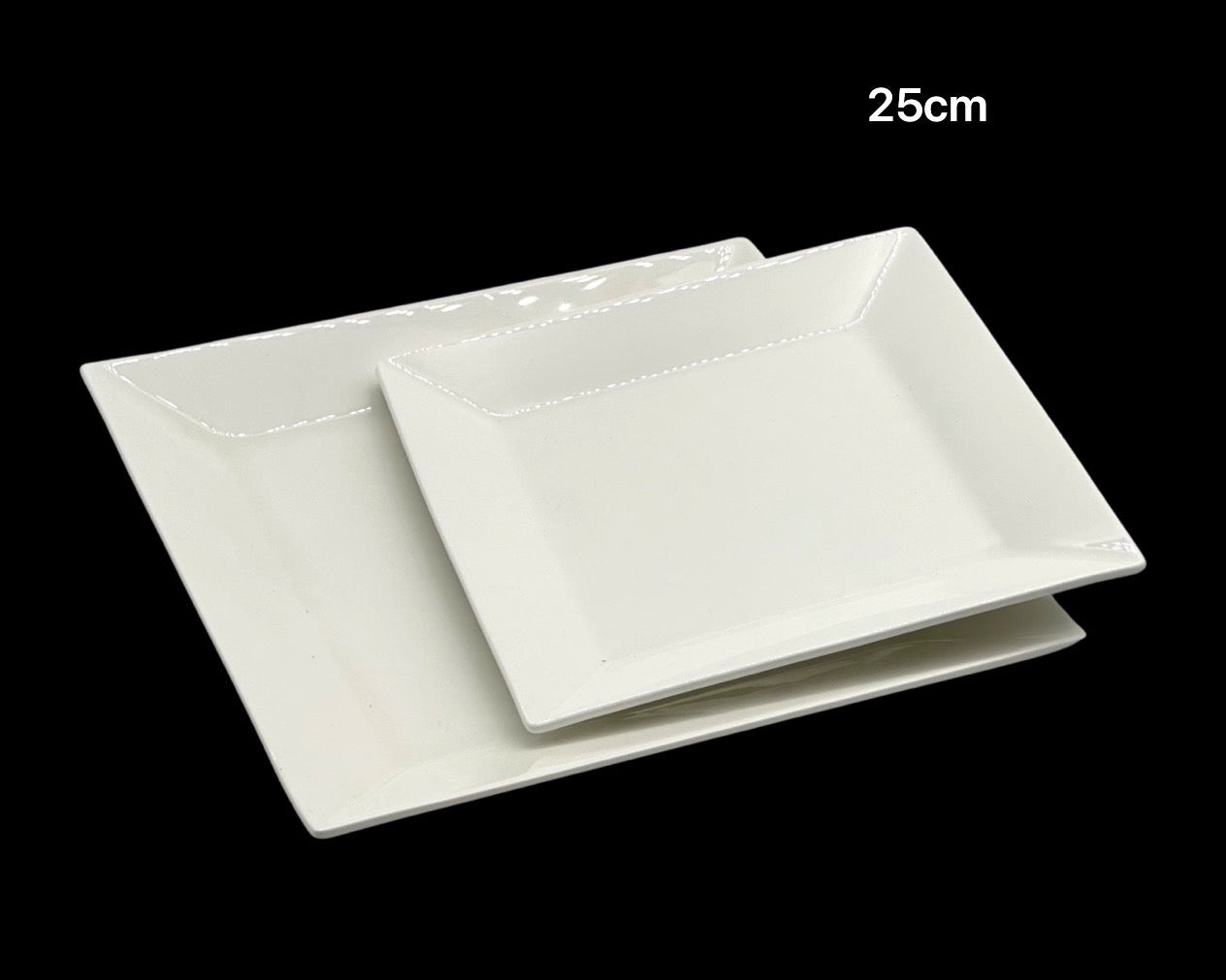 bulk 24 White Bone China Square Diner Plate 25cm