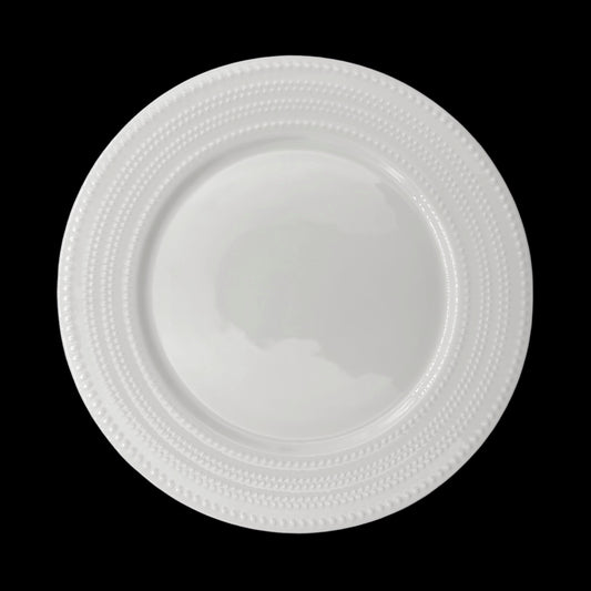 bulk 24 White Bone China Embossed Pearls Dinner Plate 28cm