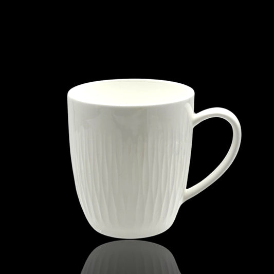 bulk 36 White Bone China Mug w/ Pattern 260ml 