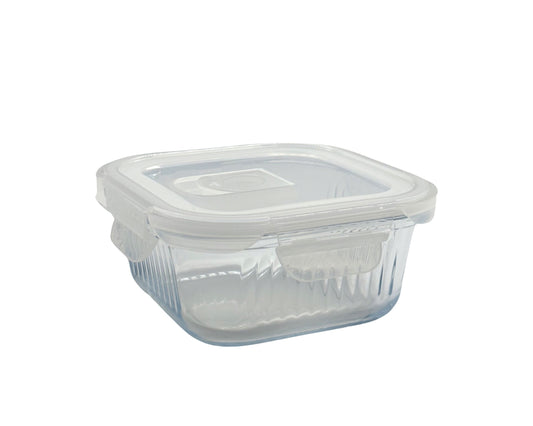 bulk 24 Borosilicate Glass Container w/ Lid Square 520ml 14cm