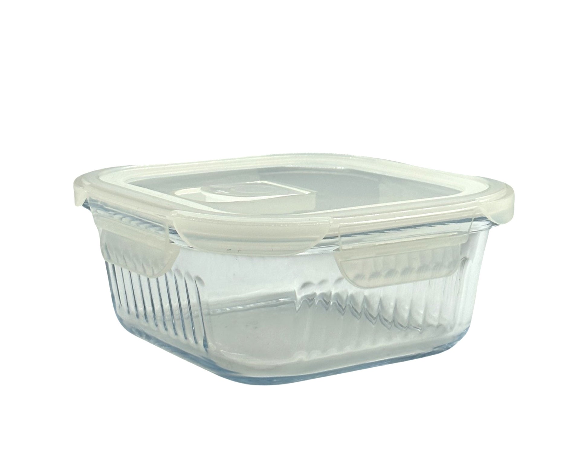 bulk 12 Borosilicate Glass Container w/ Lid Square 800ml 16cm