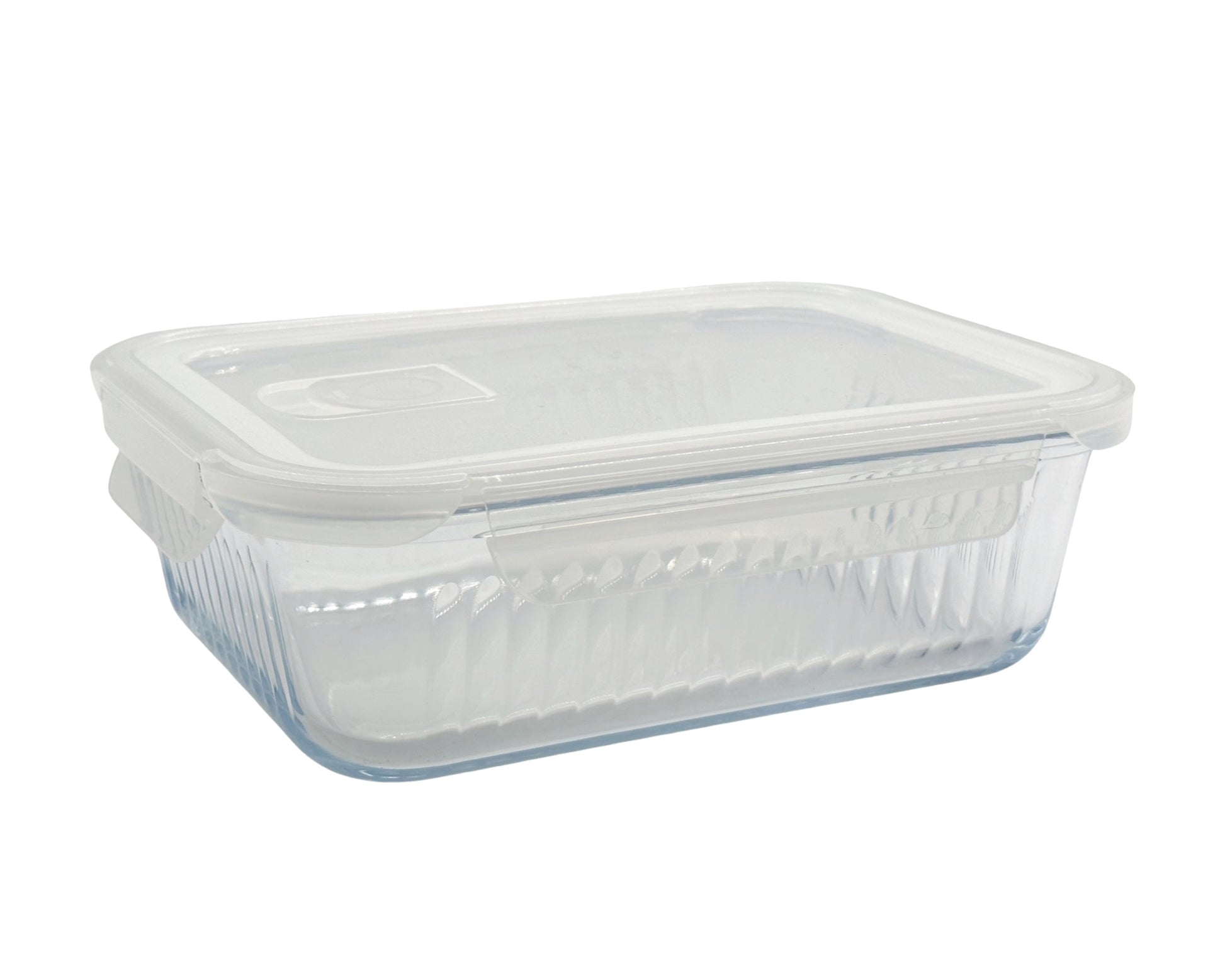 bulk 12 Borosilicate Glass Container w/ Lid Rect 1520ml 23x8cm
