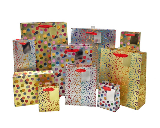 bulk 24 Large Confetti Gift Bag Assorted 32cm