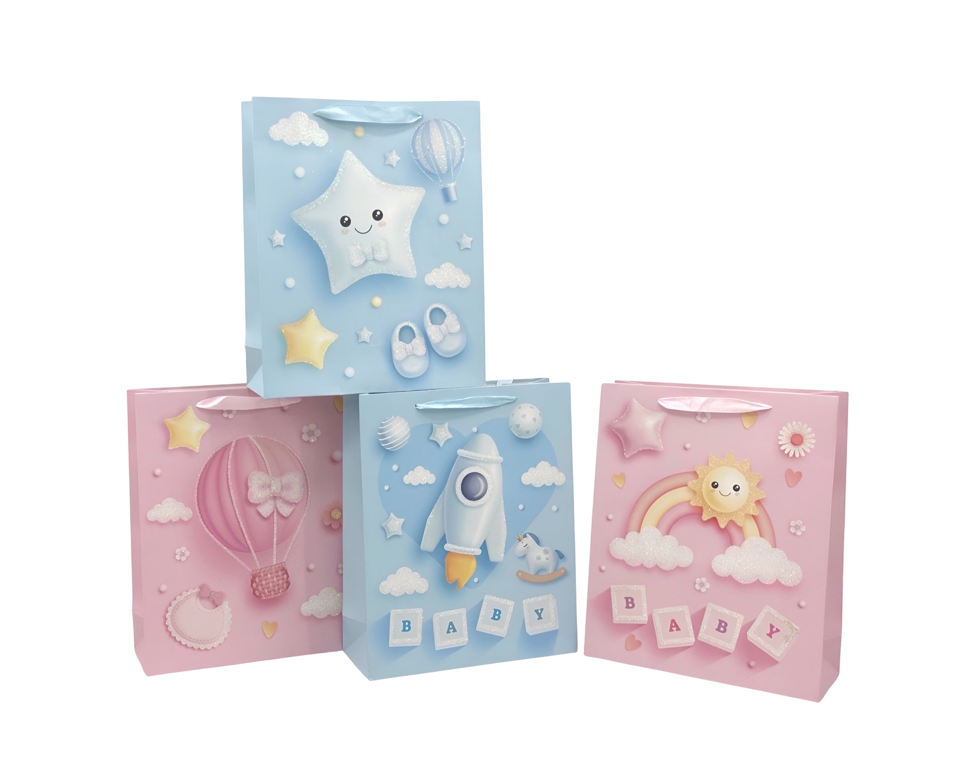 bulk 24 Xlarge Sweet Dream Baby Gift Bag Assorted 42cm