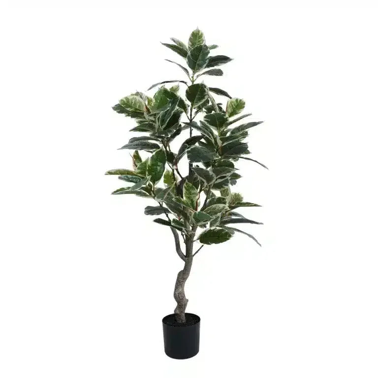 Artificial Bushy Variegated Ficus Tree (Rubber Tree) 120cm - Image 2