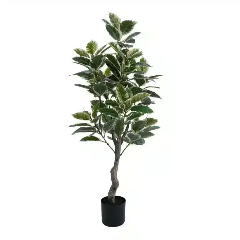 Artificial Bushy Variegated Ficus Tree (Rubber Tree) 120cm - Image 3