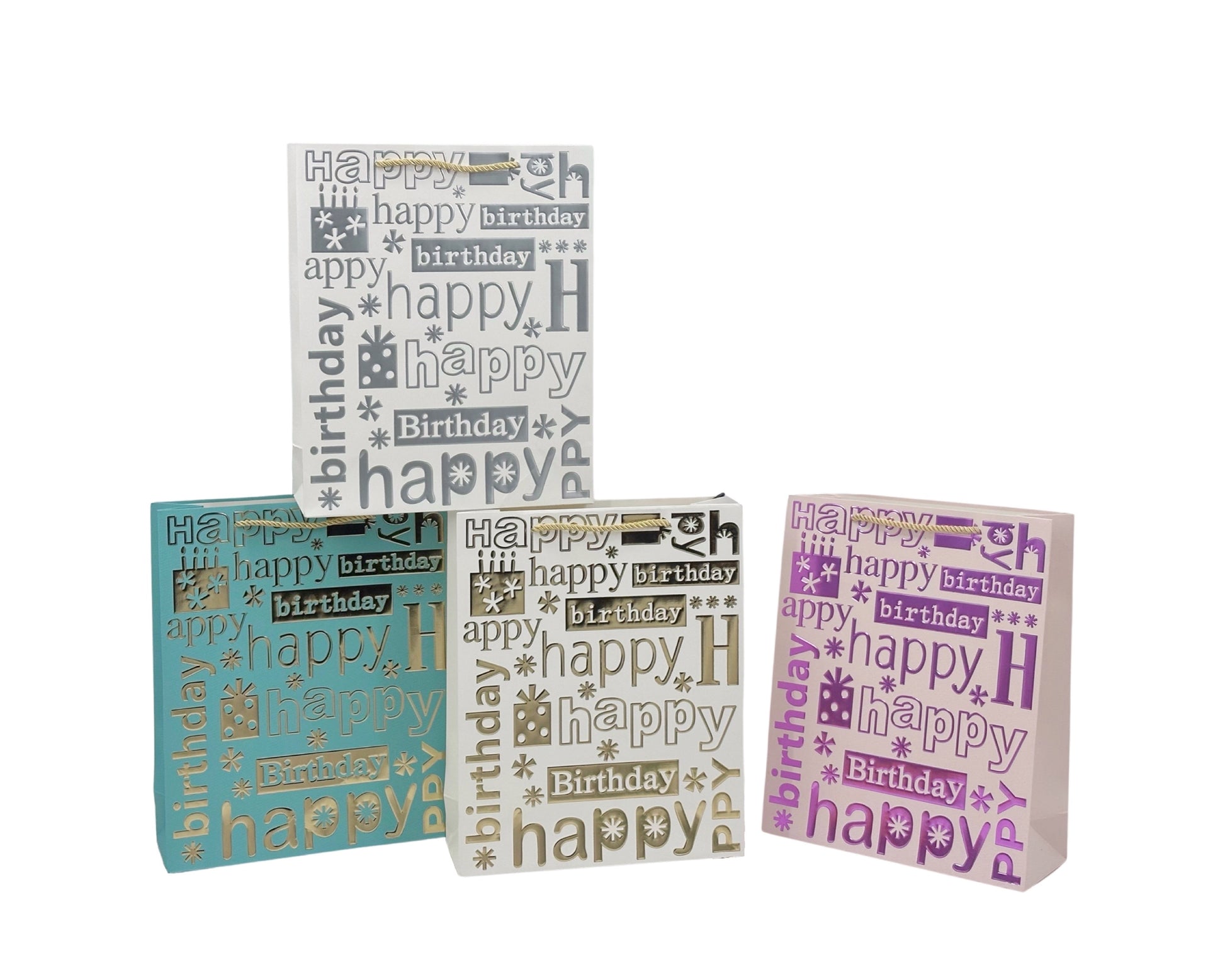 bulk 24 Large Birthday Wishes Foiled Gift Bag Assorted 32cm