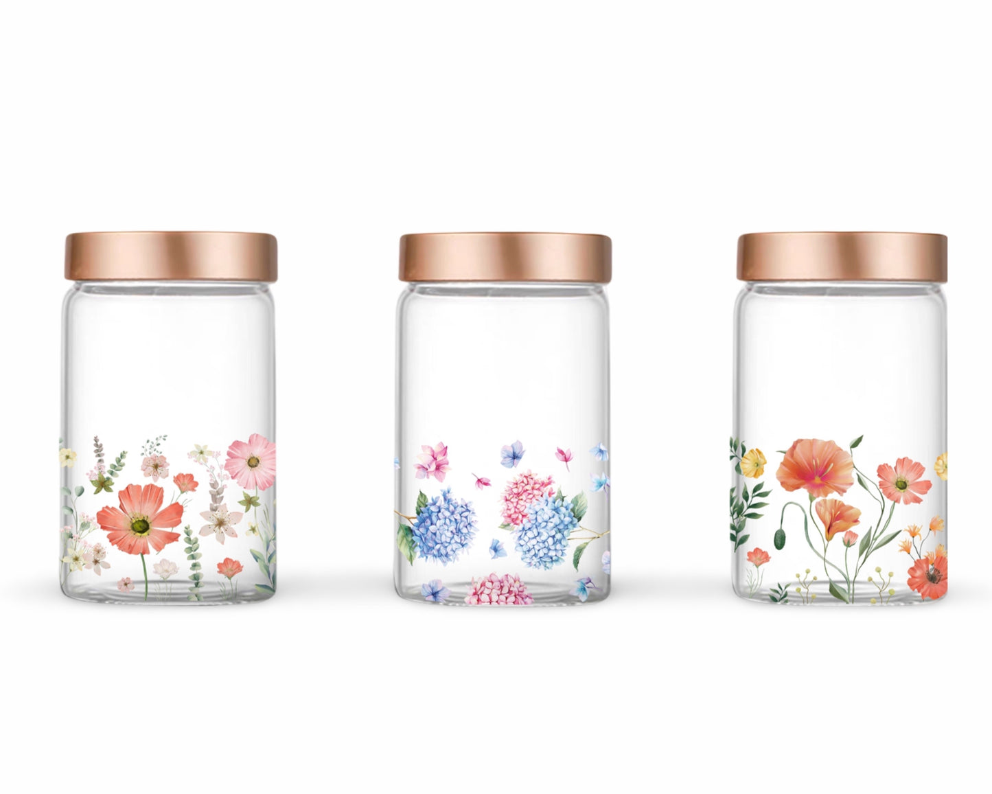 bulk 24 Meadow Bouquet Glass Jar w/ Metal Lid 830ml 3 Assorted