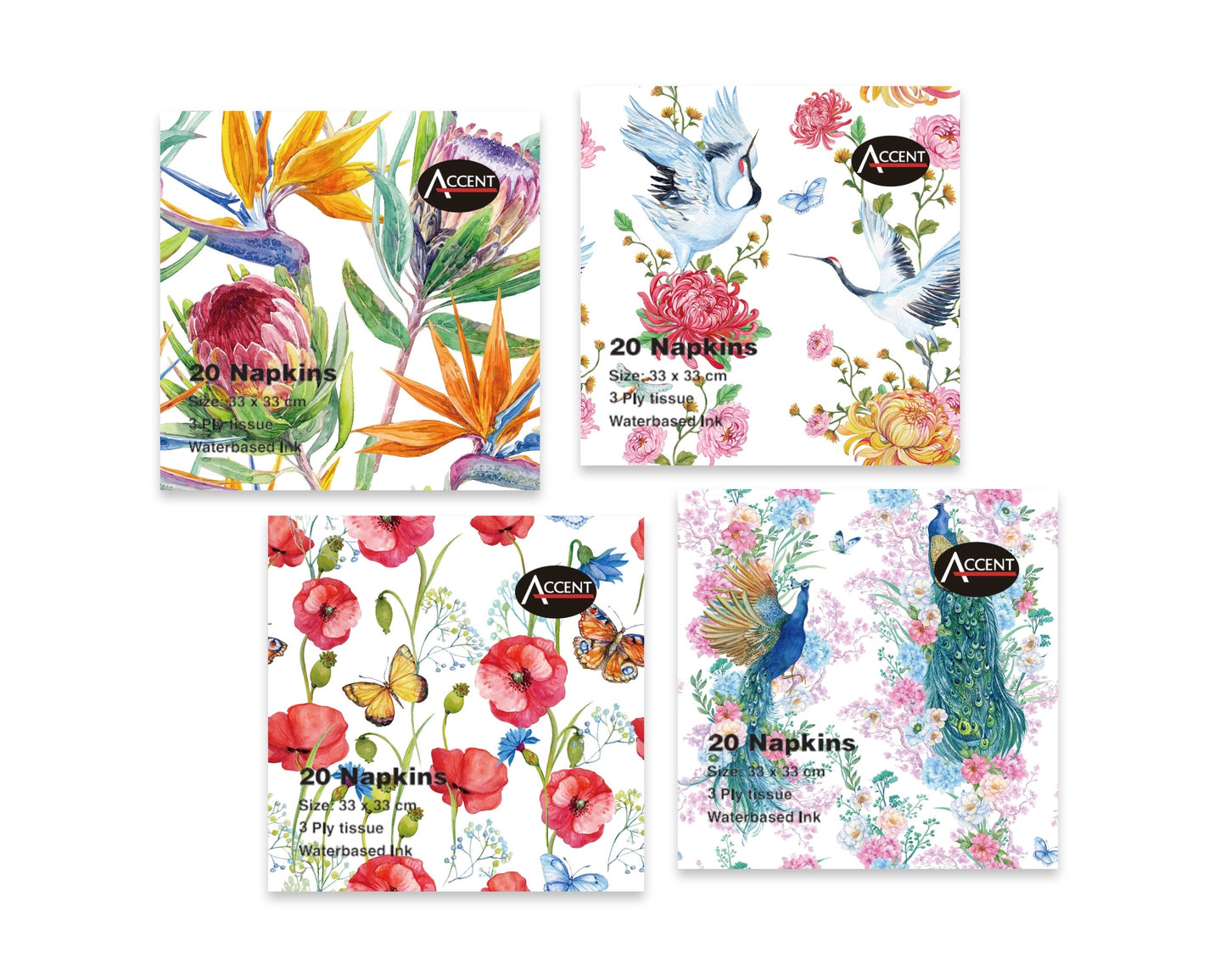 bulk 960 Garden Dreams Napkins 2Ply Assorted 33cm