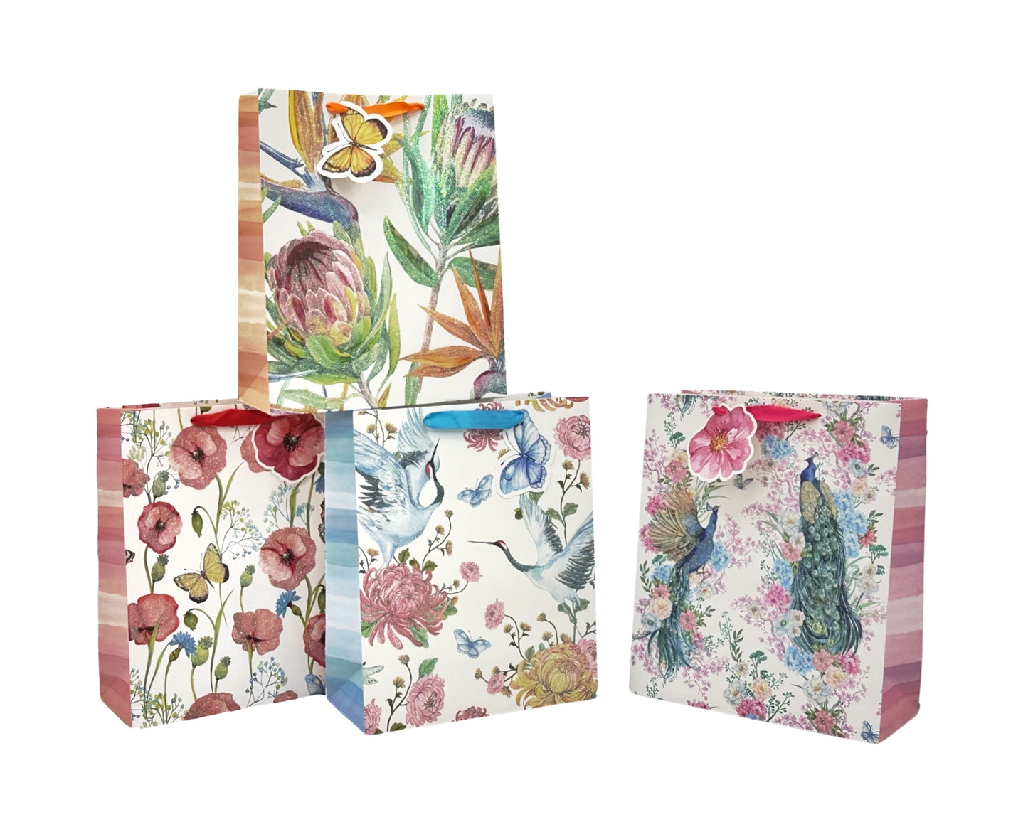 bulk 24 xlarge Garden Dreams Gift Bag Glitter Assorted 42cm