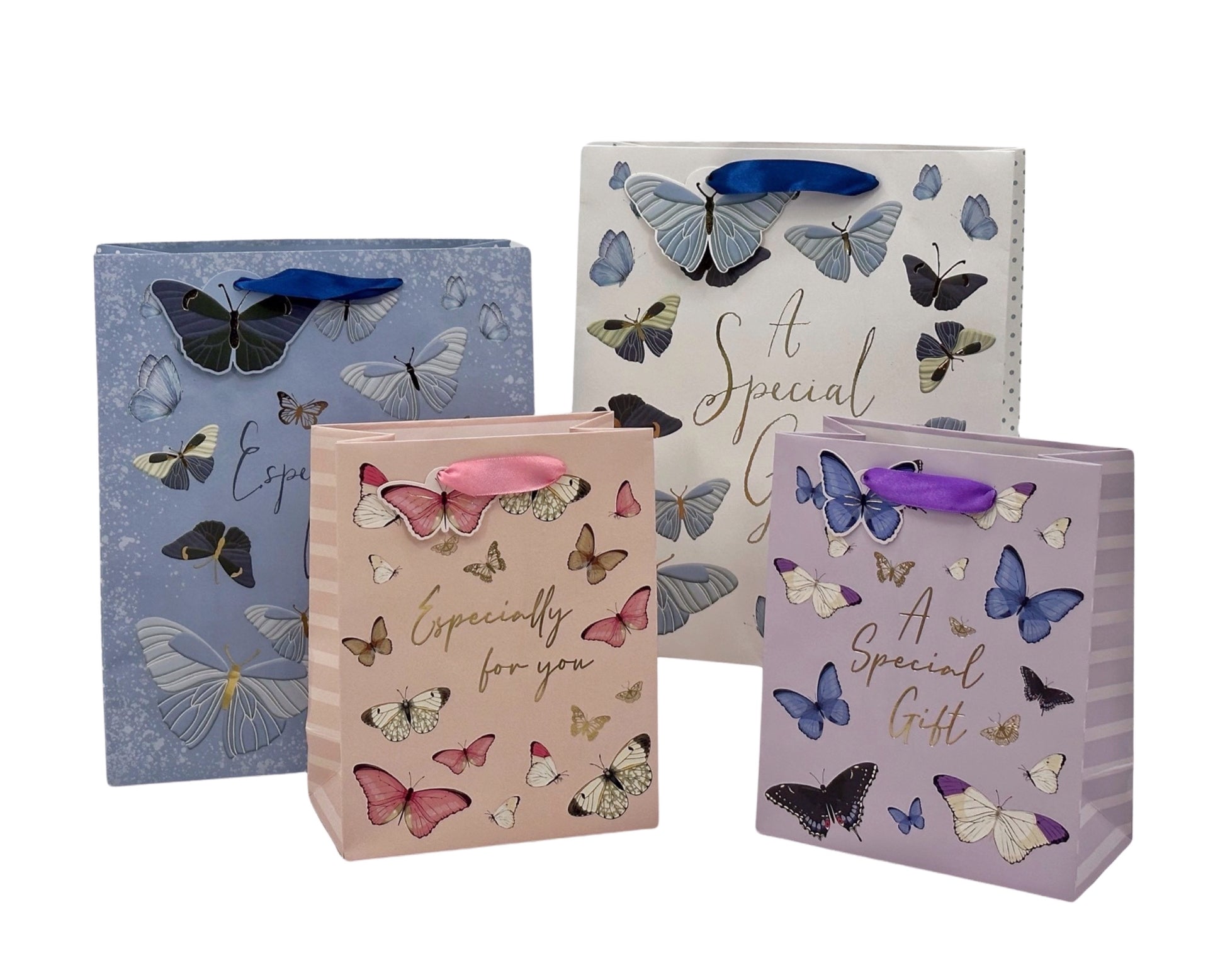 bulk 24 Medium Butterfly Festival Gift Bag Foiled Assorted 123cm