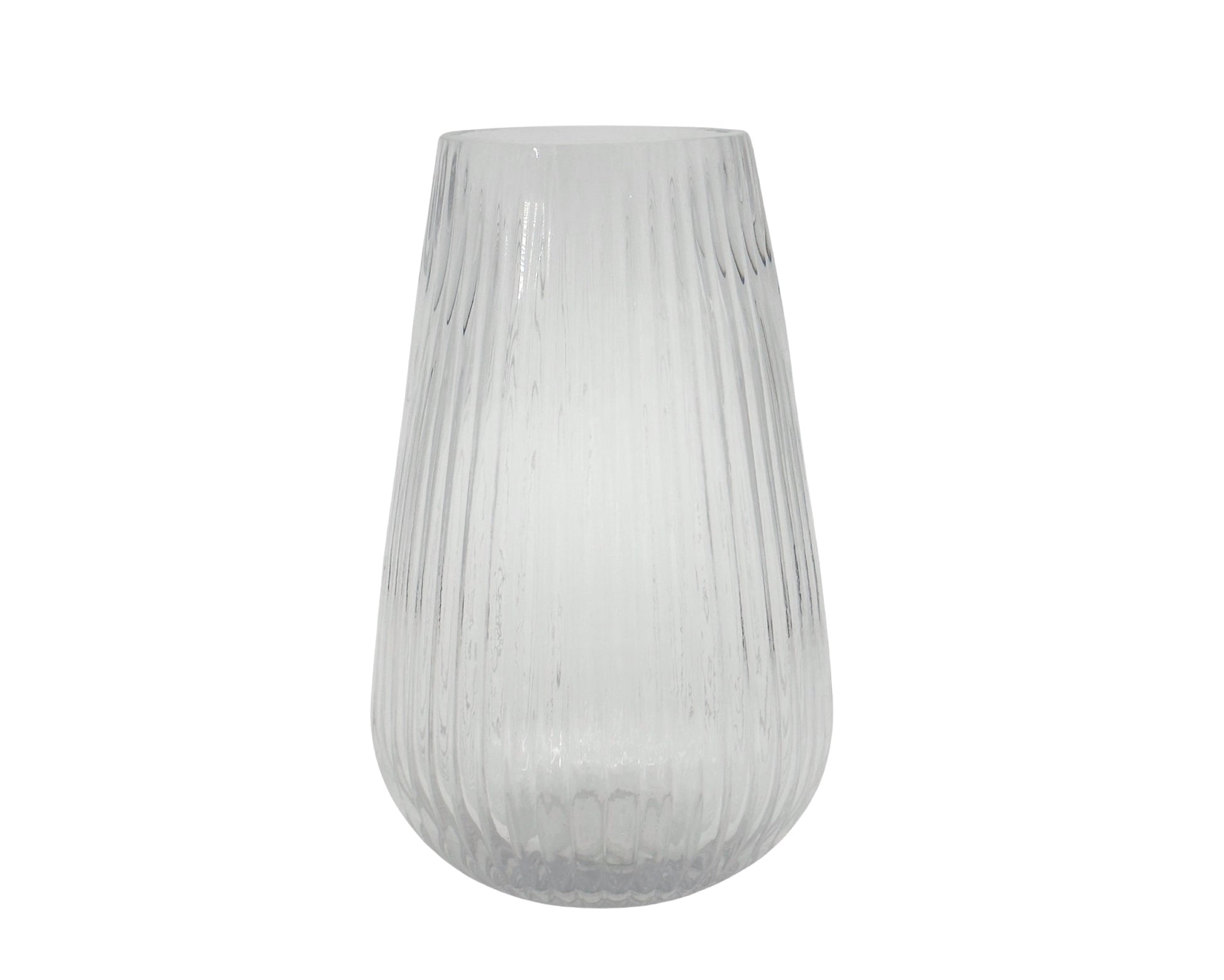 bulk 6 Clear Rippled Glasse Vase Cone Shape 23cm