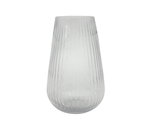 bulk 6 Clear Rippled Glasse Vase Cone Shape 23cm