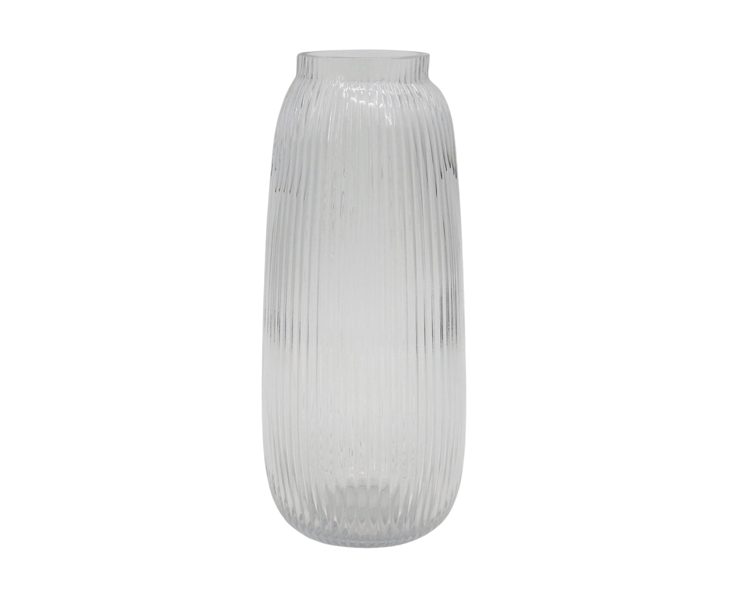 bulk 6 Clear Rippled Glass Vase Cone w/ Lip 30cm