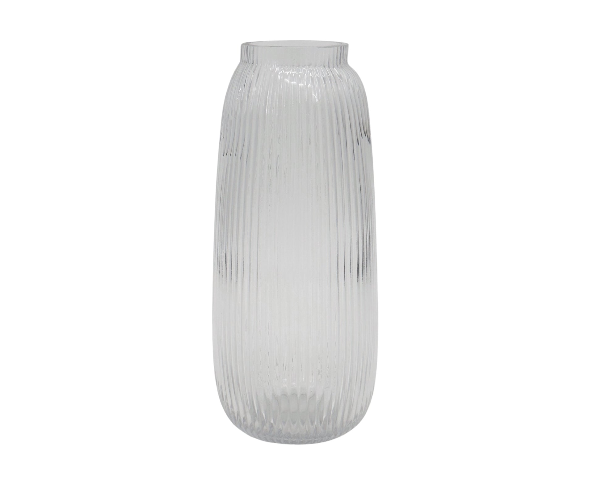 bulk 6 Clear Rippled Glass Vase Cone w/ Lip 30cm