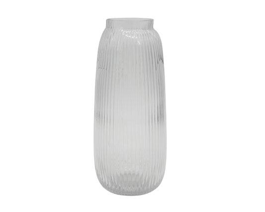 bulk 6 Clear Rippled Glass Vase Cone w/ Lip 30cm