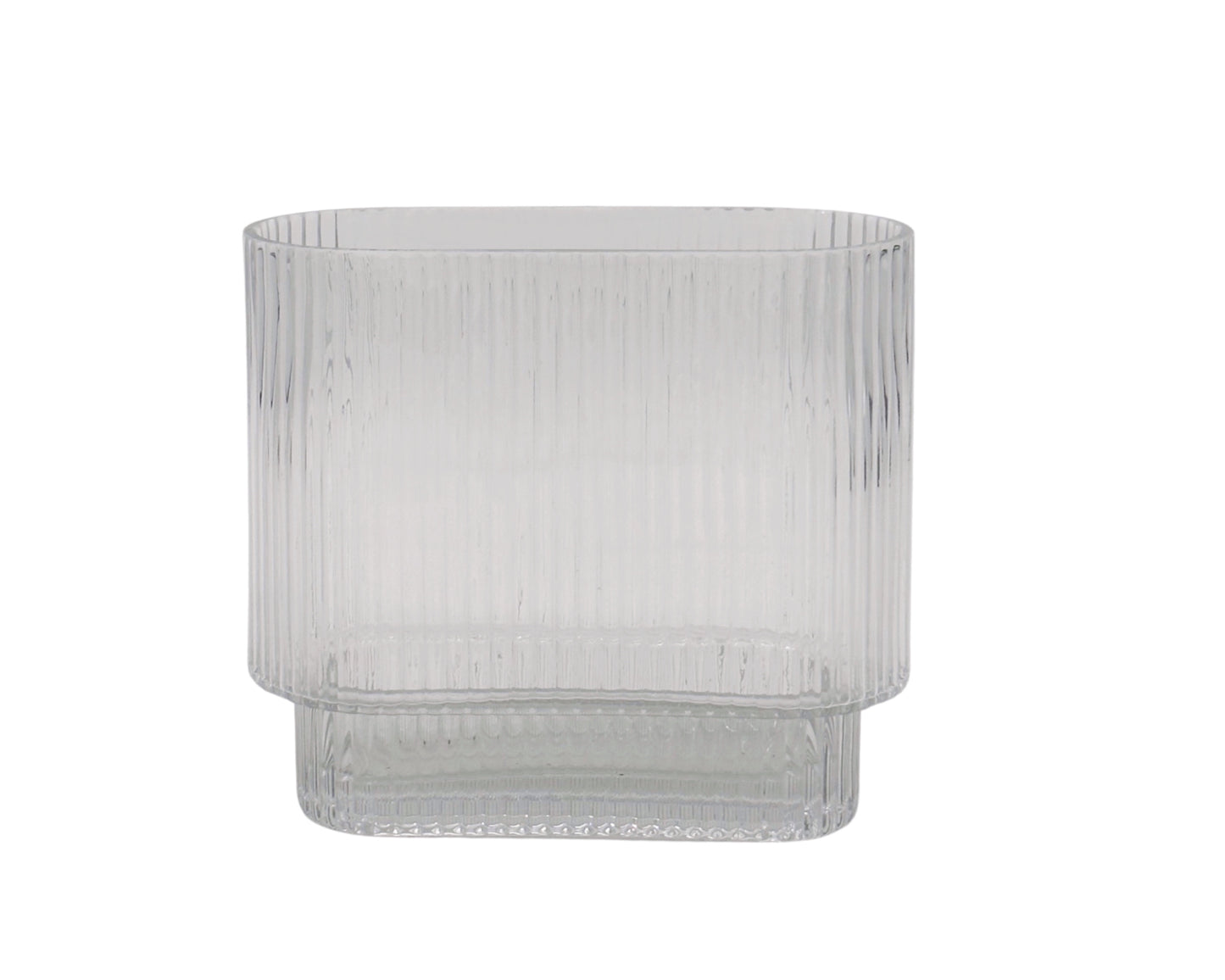 bulk 6 Clear Rippled Glass Vase Oval 20cm