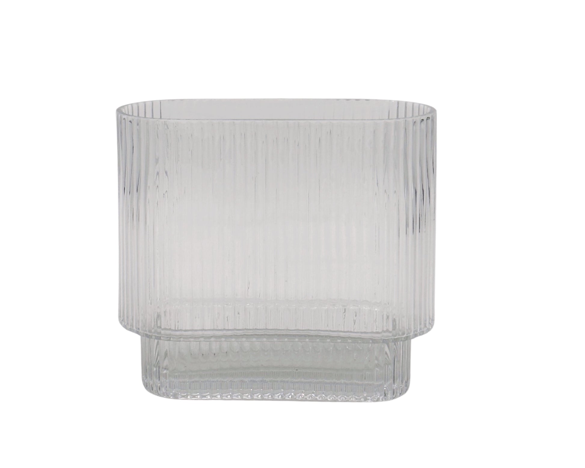 bulk 6 Clear Rippled Glass Vase Oval 20cm