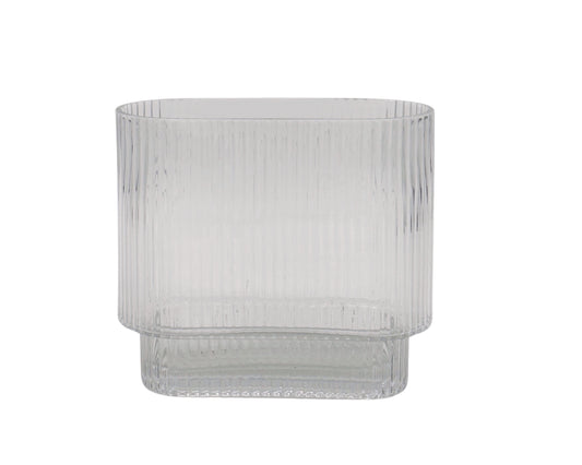 bulk 6 Clear Rippled Glass Vase Oval 20cm