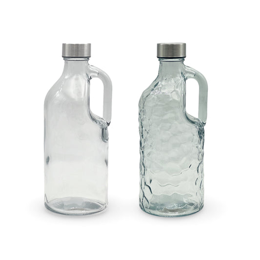 bulk 12 Clear Glass Water Bottle w/ Handle 1L Assorted 25cm
