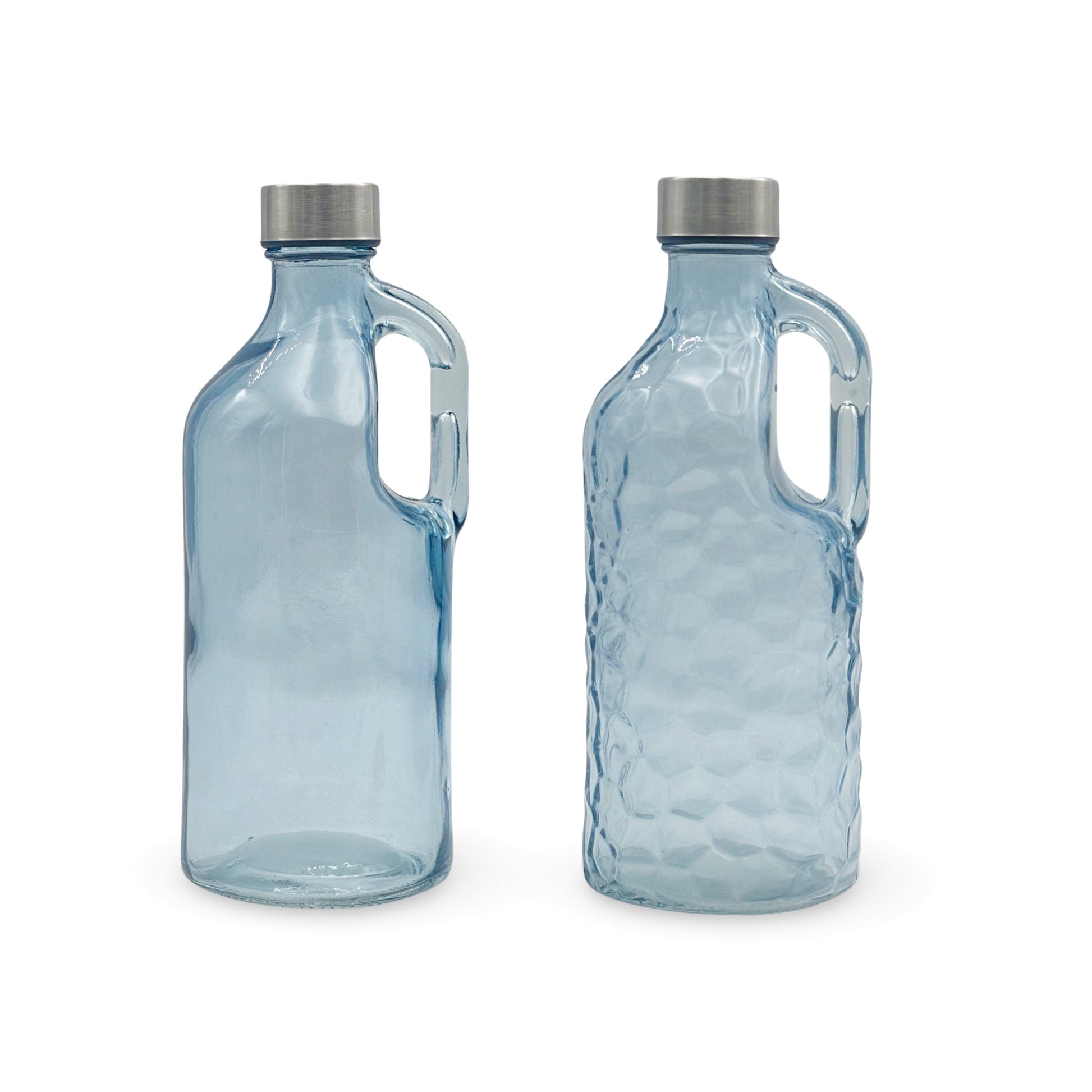 bulk 12 Blue Glass Water Bottle w/ Handle 1L Assorted 25cm