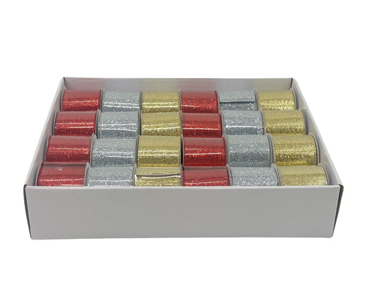 bulk 24 Mirror Ribbon w/ Bead Edge Assorted 300cm