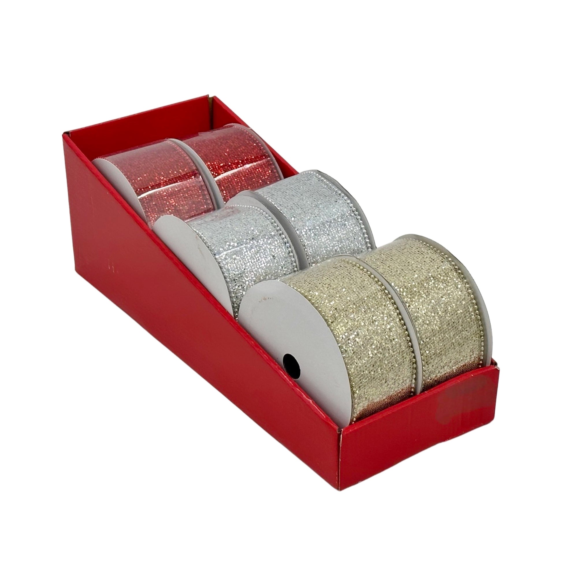 bulk 12 Mirror Ribbon w/ Bead Edge Assorted 4m