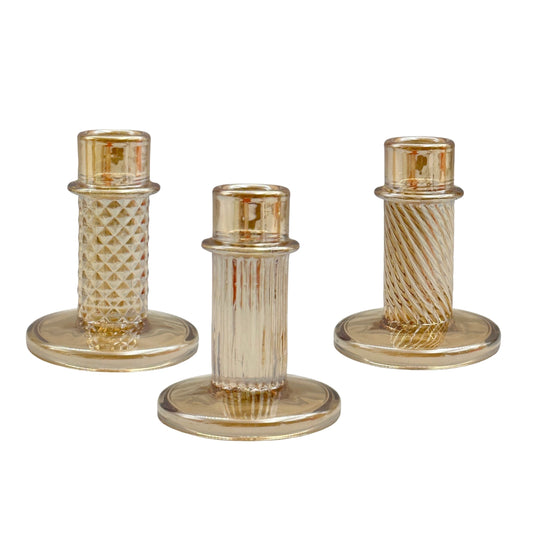 bulk 24 Lustre Glass Candle Holder Assorted 10cm