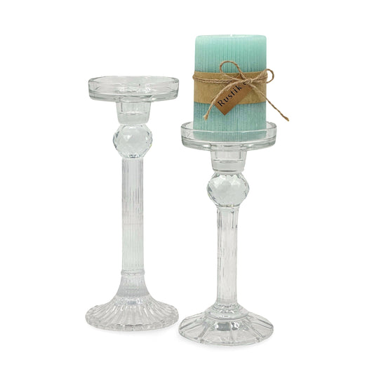bulk 6 Clear Crystal Look Glass Candle Holder Assorted 24cm