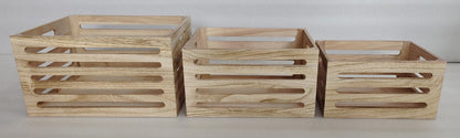 Set 3 Natural Wood Crates 40cm