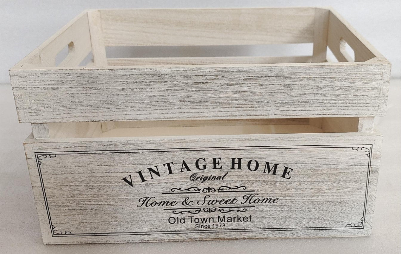 Vintage Home Wood Crates White Wash 40cm