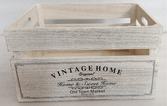 Vintage Home Wood Crates White Wash 40cm