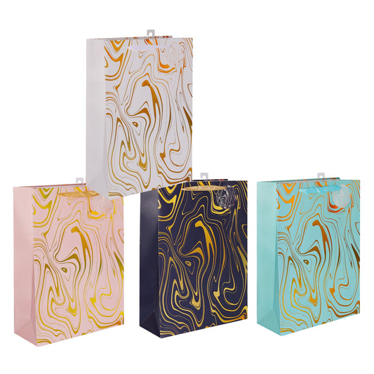 bulk 24 Medium Marble Flow Gift Bag Foiled Assorted 123cm