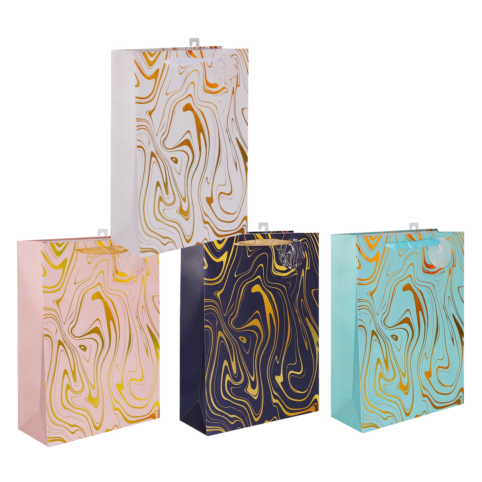 bulk 24 Large Marble Flow Gift Bag Foiled Assorted 32cm