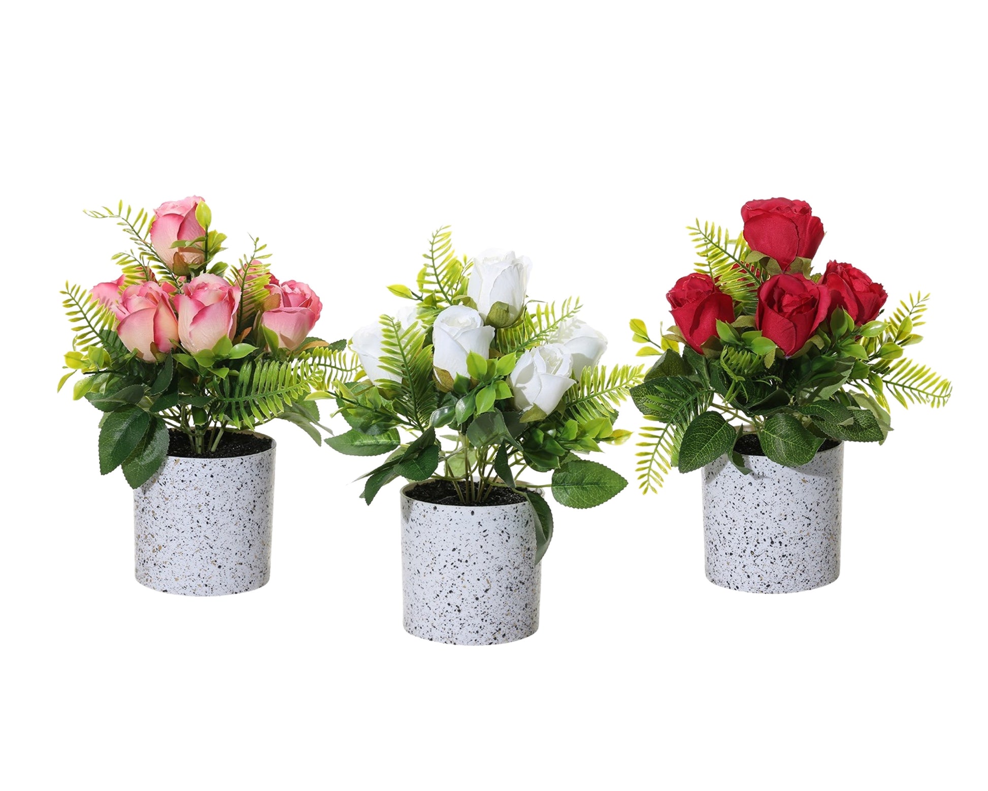 Set 3 Artificial Rose in Pot 25cm