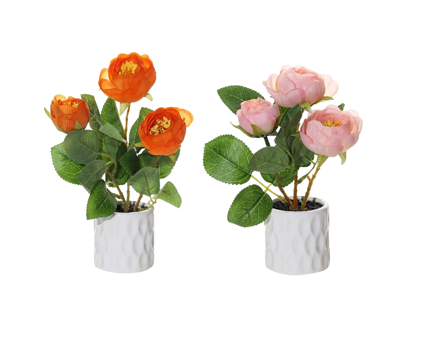 Set 2 Artificial Rose in Ceramic Pot 20cm