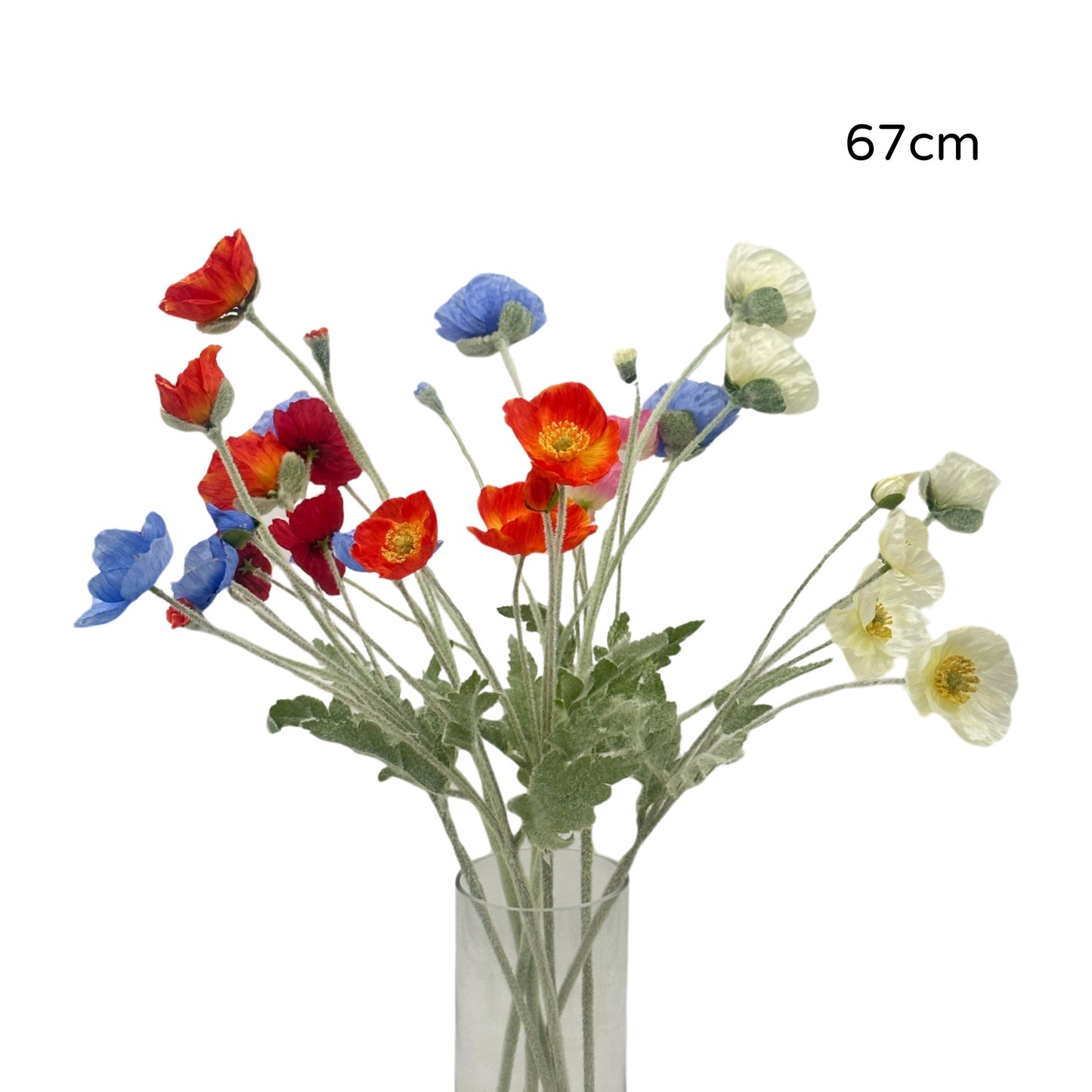 bulk 25 Artificial Poppy Flower Stem Assorted 67cm
