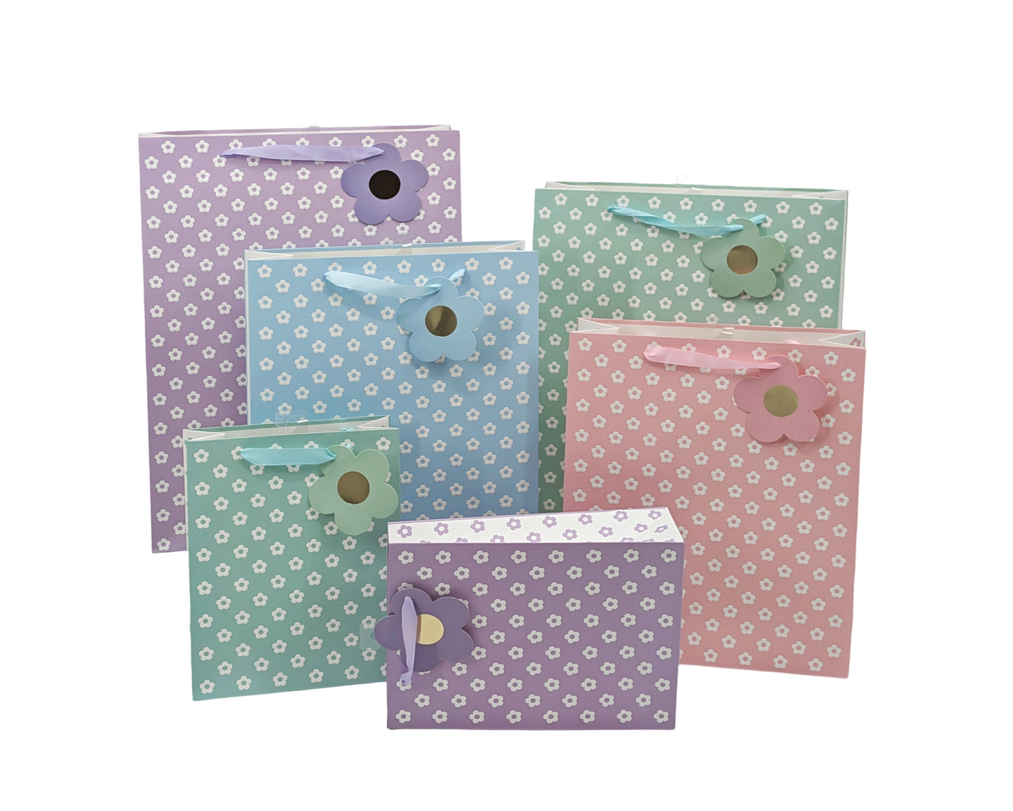 bulk 24 Medium Embossed Daisy Gift Bag3cm