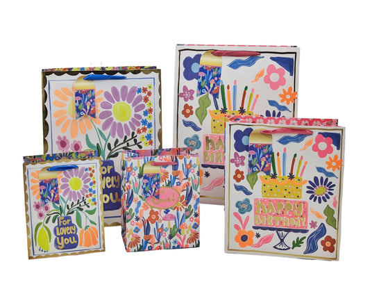 bulk 24 Large Vigorous Flowers Gift Bag 32cm
