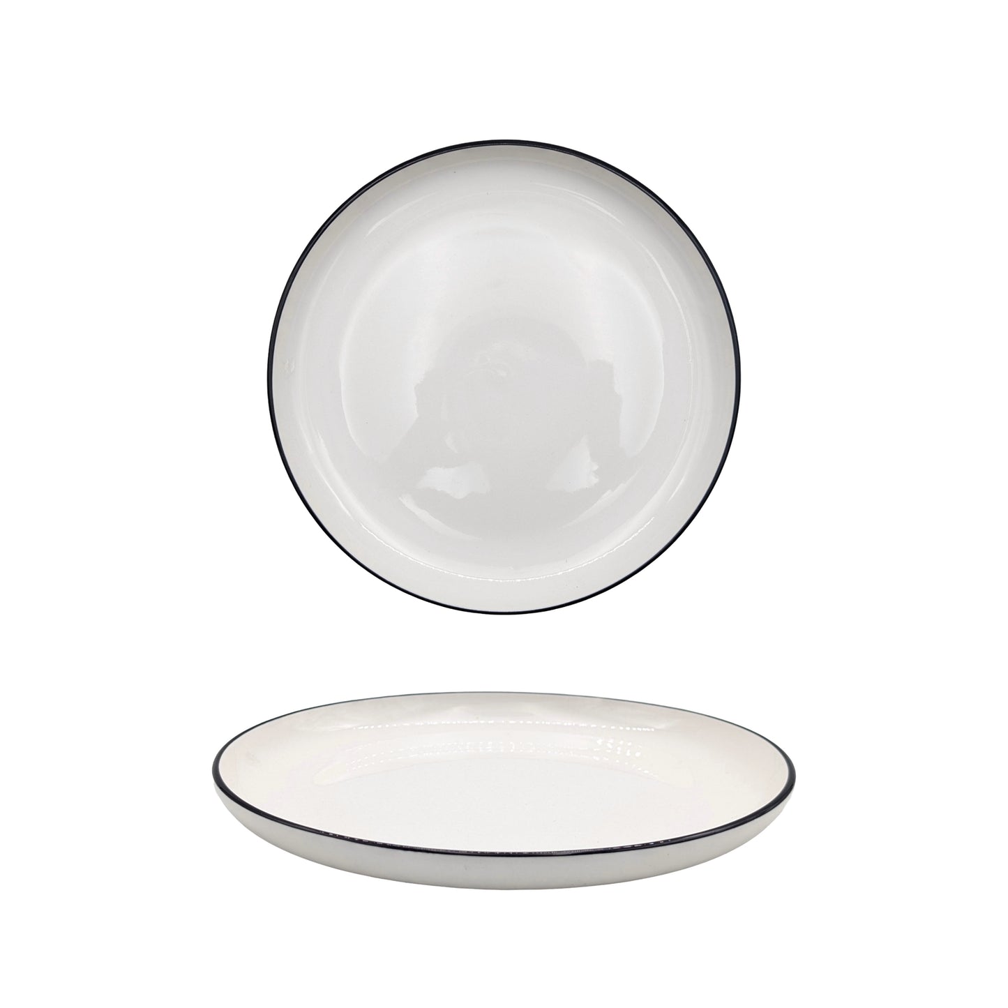 bulk 24 Sorrento Porcelain Side Plate w/ Black Rim 20cm