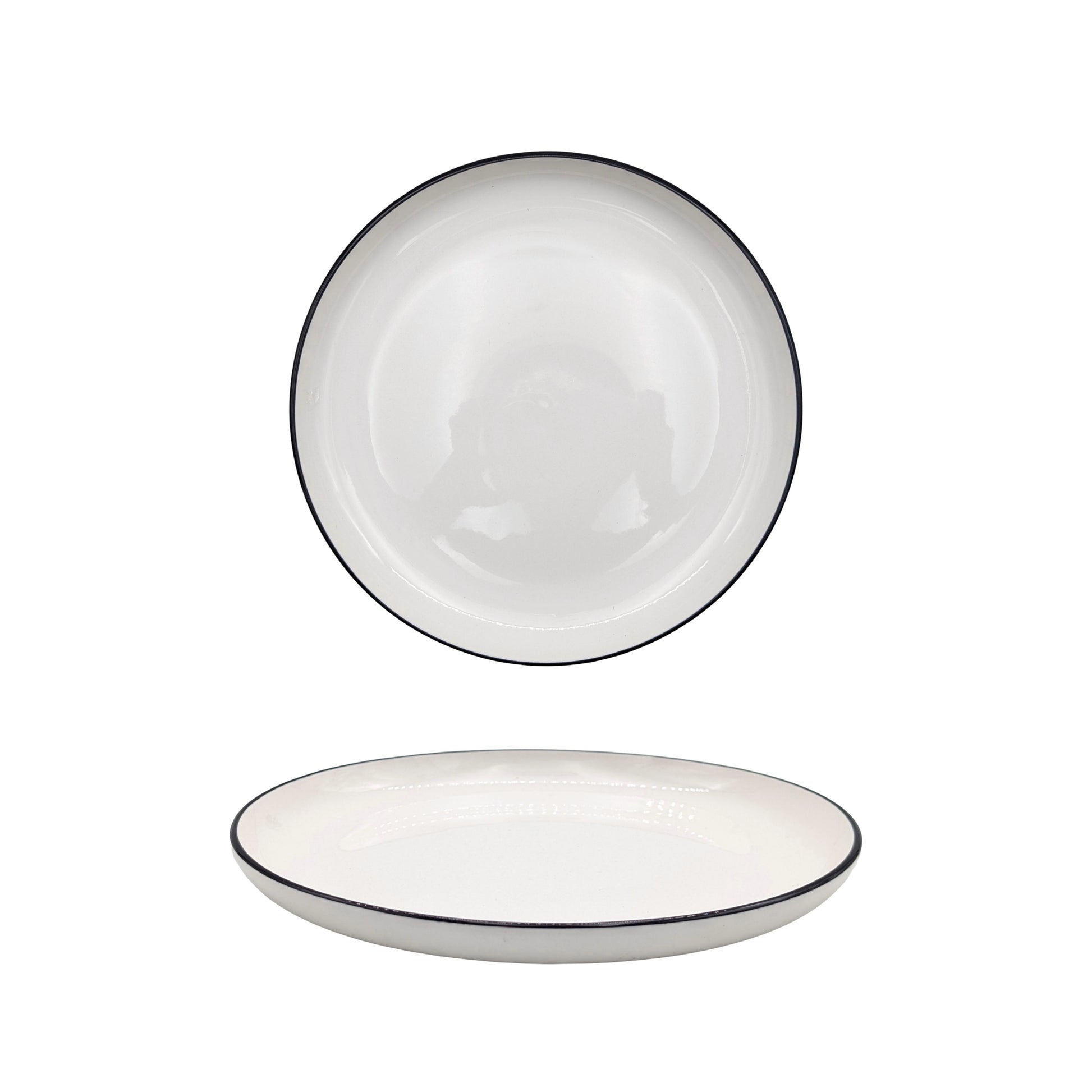 bulk 24 Sorrento Porcelain Side Plate w/ Black Rim 20cm