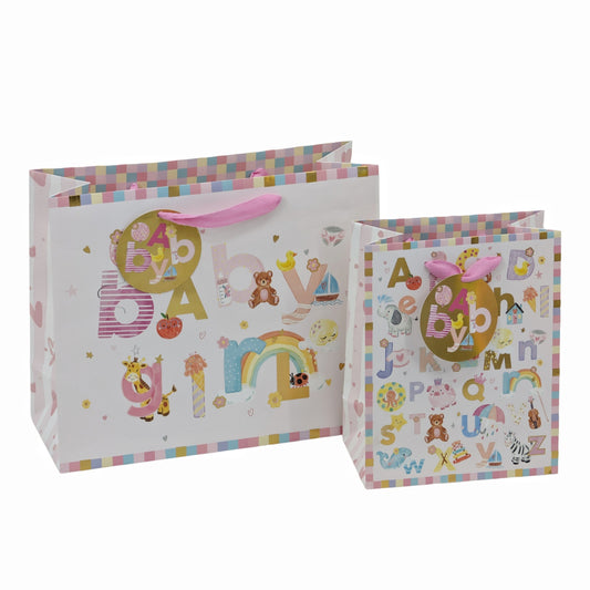bulk 24 Large Baby Girl Gift Bag 32cm