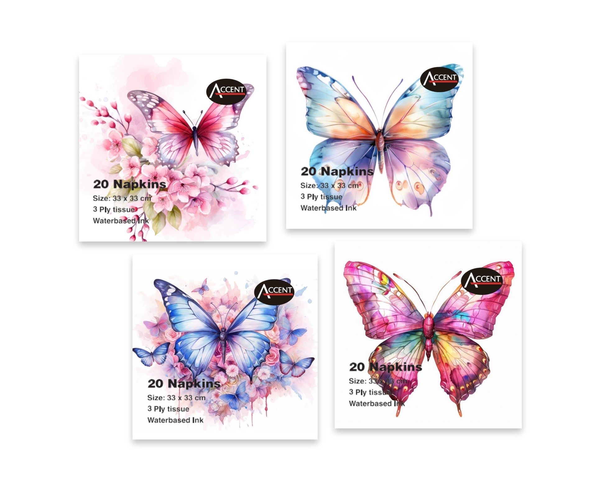 bulk 960 Butterfly Emporium Napkins 2ply 33cm