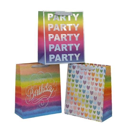 bulk 24 Medium Rainbow Celebration Gift Bag3cm