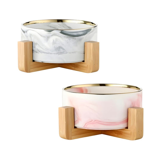 bulk 12 Marble Ceramic Pet Bowl w/ Stand 20cm