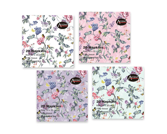 bulk 960 Jardin Floral Napkins 2Ply 33cm