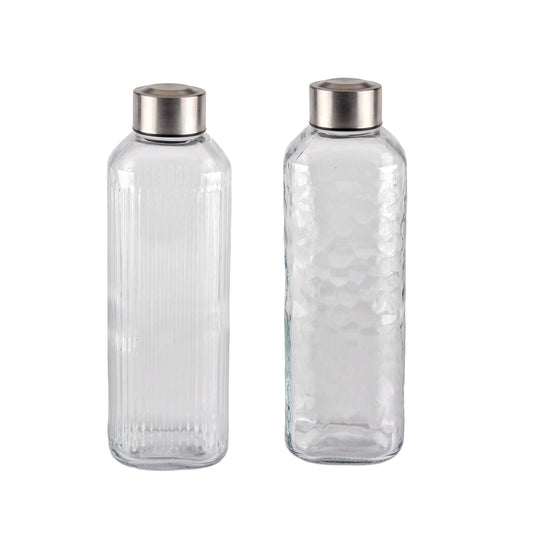 bulk 12 Glass Bottle w/ Metal Screw Lid 1Lt 23cm