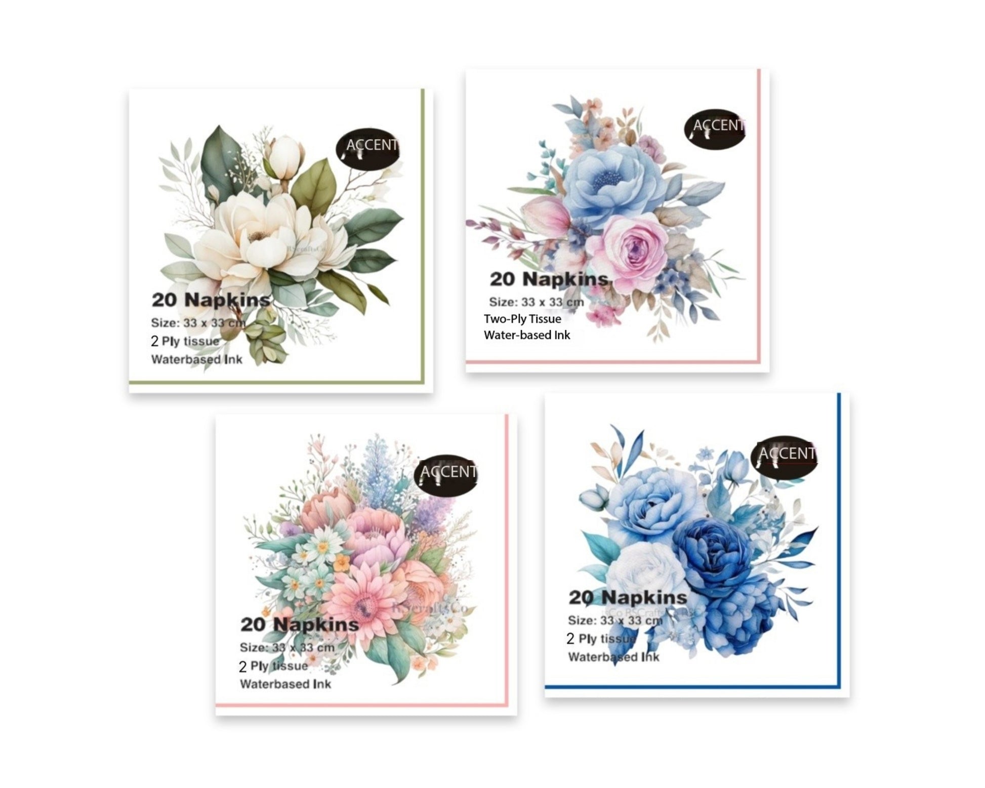 bulk 960 Flower Bouquet Napkins 2ply 33cm