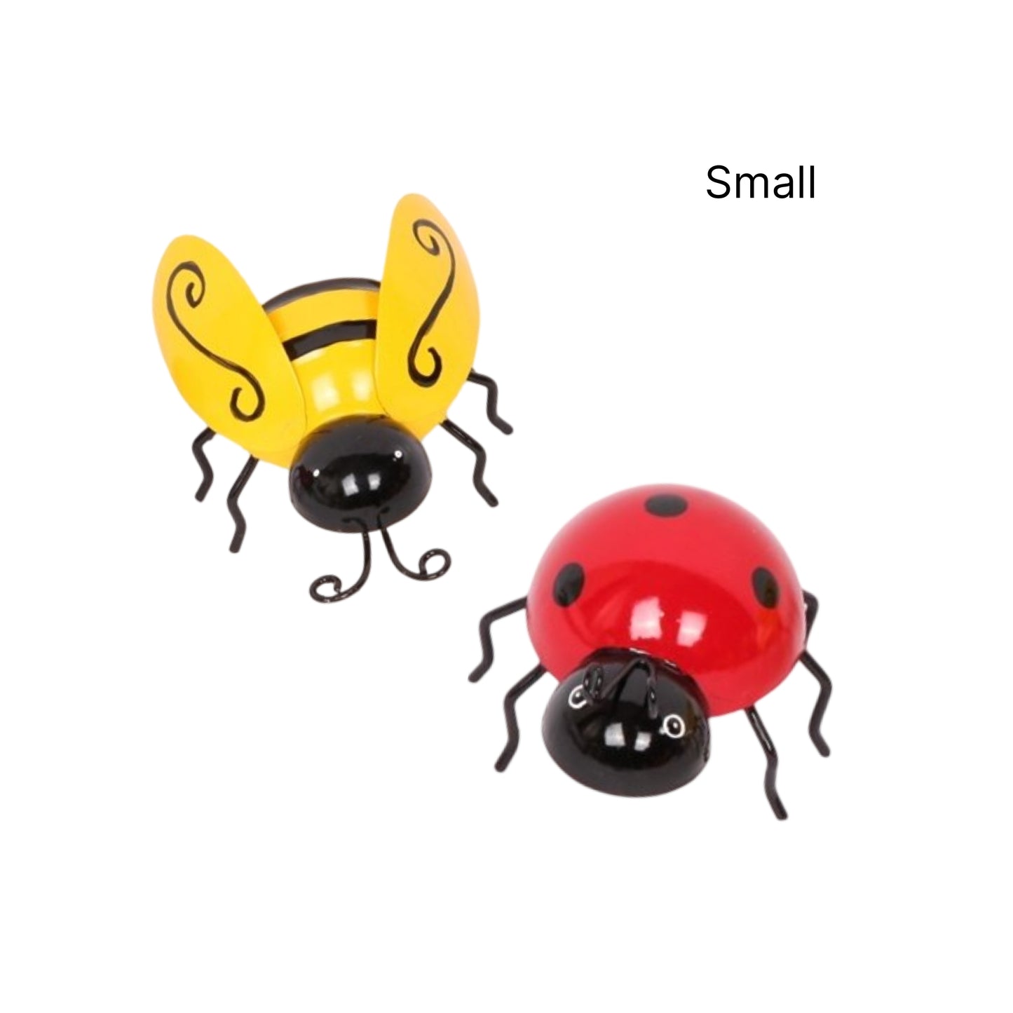 Set 2 Metal Bee & Lady Bug Wall Decor 8cm