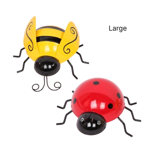 Set 2 Metal Bee & Lady Bug Wall Decor 15cm